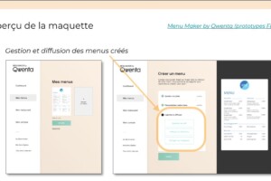 Site Menu Maker - Aperçu de la maquette (pages de gestion et diffusion des menus) Site Menu Maker - Aperçu de la maquette (pages de gestion et diffusion des menus)