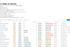 Site Menu Maker - Gestion du projet avec suivi kanban des tâches par sprint (avec ©Notion) Site Menu Maker - Gestion du projet avec suivi kanban des tâches par sprint (avec ©Notion)