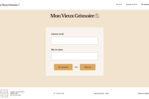 Site Vieux Grimoire - Page de login sécurisé Site Vieux Grimoire - Page de login sécurisé