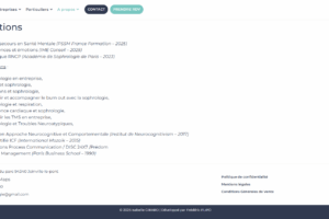 Site I-Girard Coach & Sophrologue Site I-Girard - Bas de page (menu docs légaux et coordonnées)